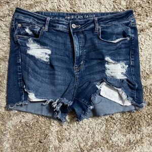 American Eagle Outfitters Distressed Dark Blue Jean Shorts